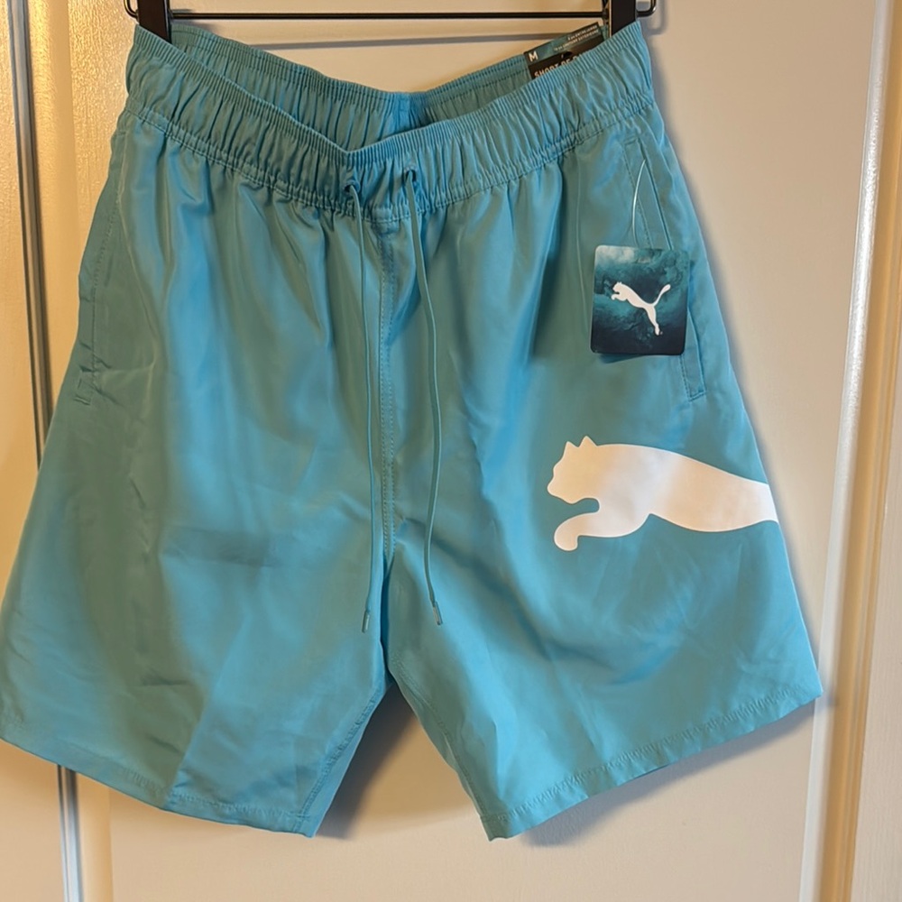 Puma Blue Swim Trunks with Elastic Waistband